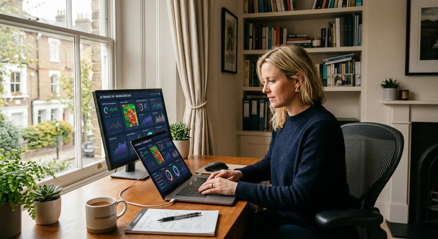 Person working with AI tools at home in the UK